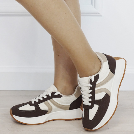 Sneakersi dama maro/bej cu talpa groasa 9013 M2 [1]
