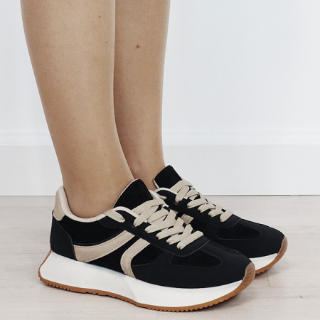 Sneakersi dama negru/taupe cu talpa groasa 9013 M2 [5]