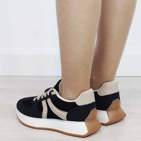Sneakersi dama negru/taupe cu talpa groasa 9013 M2 [2]