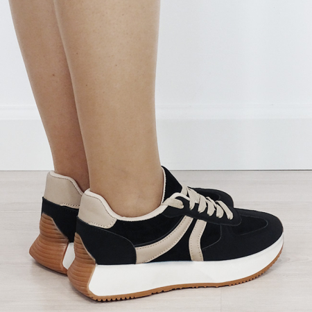 Sneakersi dama negru/taupe cu talpa groasa 9013 M2 [4]