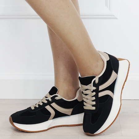 Sneakersi dama negru/taupe cu talpa groasa 9013 M2 [1]