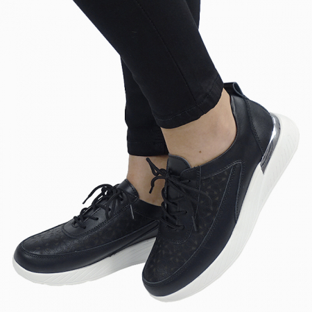 Incaltamine primavara-vara piele - Sneakersi negri din piele naturala 5108 M7