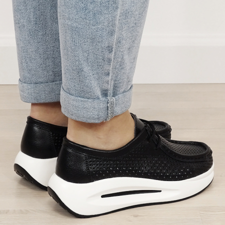 Sneakersi negri perforati din piele naturala 5129 M4 [4]