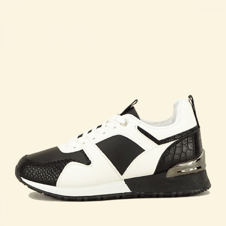 Pantofi sport si sneakers - Sneakers alb cu negru Crista
