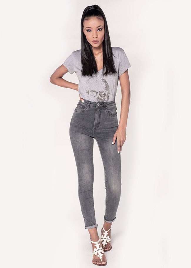 Blugi Dama Slim Nina Carter Gri inchis P190-17A M9 Gri, 38