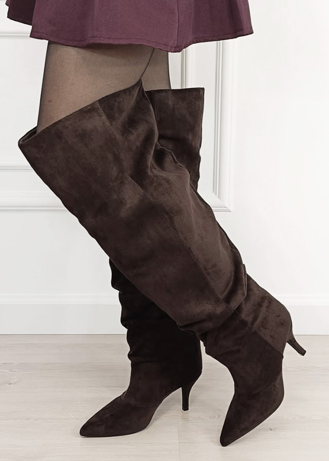 Cizme lungi maro cu toc stiletto 2570 110 Maro, 38, 38 EU