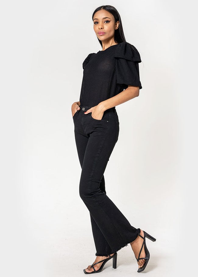 Pantaloni negri Evazati Nina Carter J230-1 M7 Negru, 36