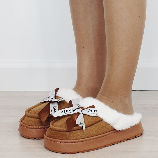 Papuci de casa dama imblaniti Camel 9725 112 Camel, 36, 36 EU
