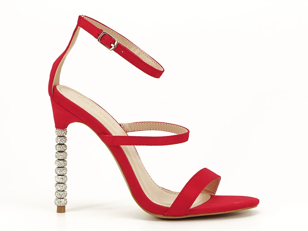 Sandale rosii elegante cu toc inalt Delia - Sofiline