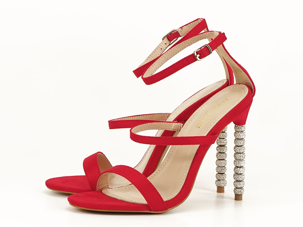 Sandale rosii elegante cu toc inalt Delia - Sofiline