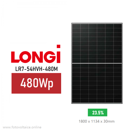 Panouri fotovoltaice - Panou Fotovoltaic LONGi LR7-54HVH-480M 480Wp Monocristalin BlackFrame