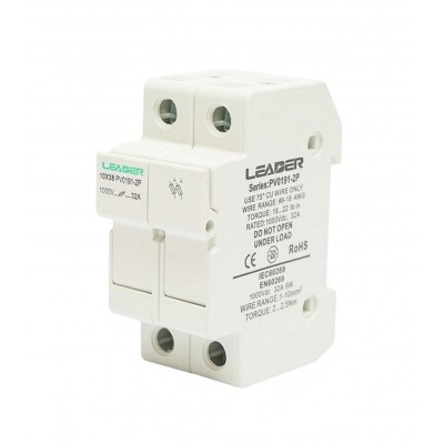 Accesorii - Soclu 2 Poli Sigurante Fuzibile 10x38 2x32A 1000VDC LEADER PV0191-2P