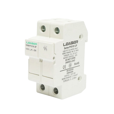 Soclu 2 Poli Sigurante Fuzibile 10x38 2x32A 1000VDC LEADER PV0191-2P [9]
