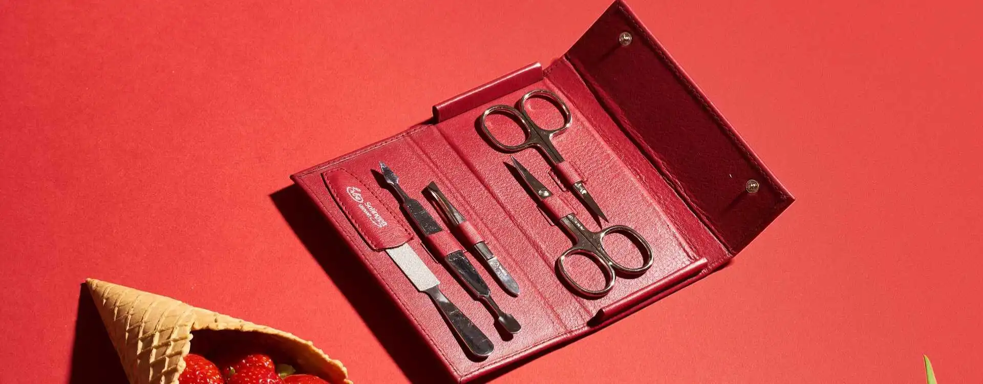 Trusa Sangria - Instrumente profesionale ERBE Solingen cu etui rosu din piele