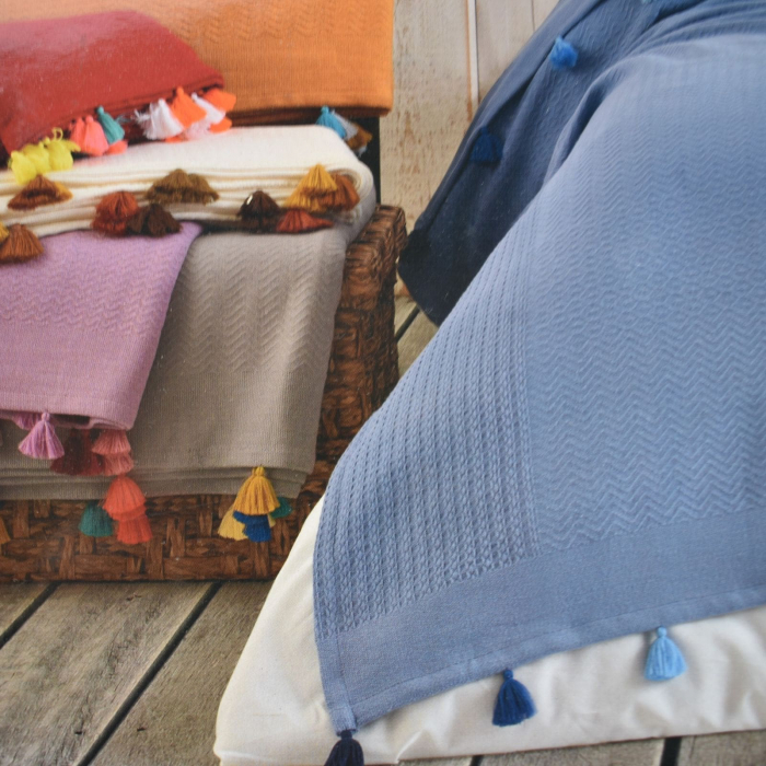 Patura bumbac cu ciucuri 200x230 cm [2]