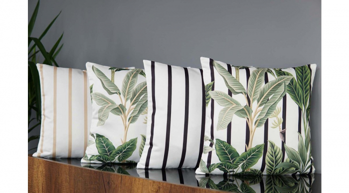 TROPIKAL Set 2 perne decorative frunze + dungi aurii 43x43 cm [6]