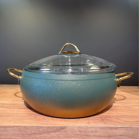 PENTRU GATIT - Cratita granit verde cu capac 2 piese