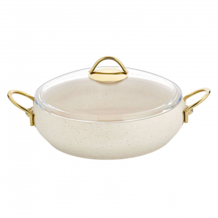 PENTRU GATIT - Cratita granit crem cu capac 2 piese