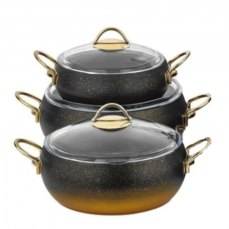 Set cratite granit maro cu capac 6 piese [1]