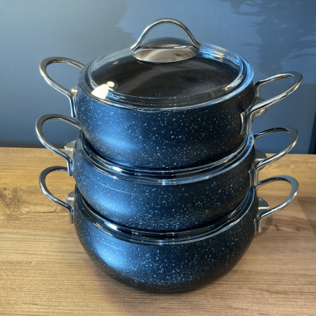 Set cratite granit negru cu capac 6 piese [1]
