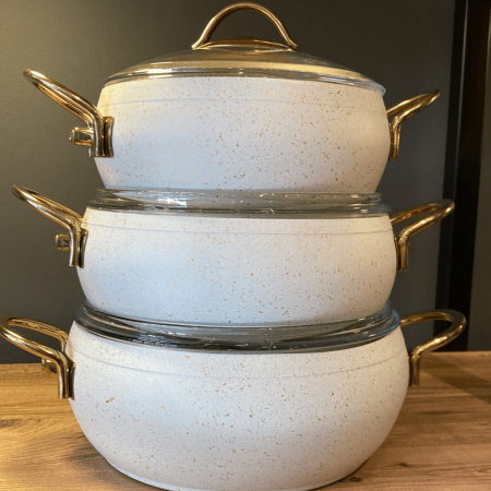 Set cratite granit crem cu capac 6 piese [1]