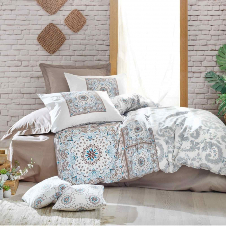 PENTRU PAT - BIANNA BEJ Lenjerie de pat 4 piese 200x220 cm