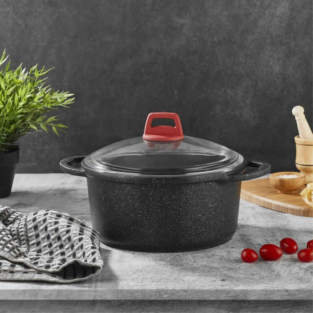 Cratita granit cu capac, 28 cm