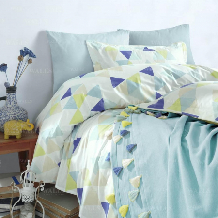 PENTRU PAT - JULIANNE Bleu Lenjerie de pat + pled 3 piese 160x240 cm