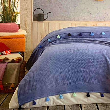 Patura bumbac cu ciucuri 200x230 cm [2]
