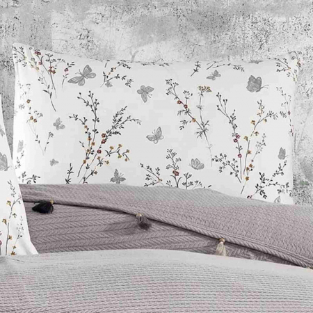 SIRMA GRI Lenjerie de pat + pled ciucuri, 4 piese 220x240 cm [2]