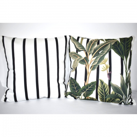 PERNE DECORATIVE - TROPIKAL Set 2 perne decorative frunze + dungi negre 43x43 cm