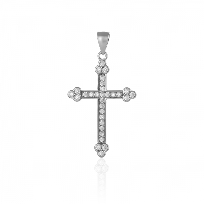 Pandantiv tip " Cruce " din argint  925 rodiat, Piatra: cubic zirconia, Culoare: transparenta,  Sonis Silver [1]