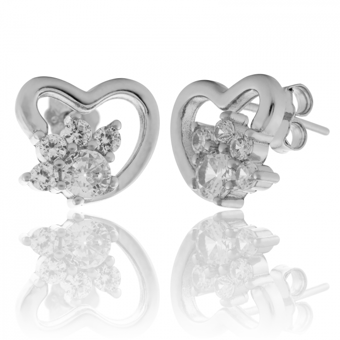 Cercei din argint 925 rodiat , Tip inchidere: surub, Piatra :Zirconia fatetata si cubic zirconia , Culoare : transparenta  , Sonis Silver [1]