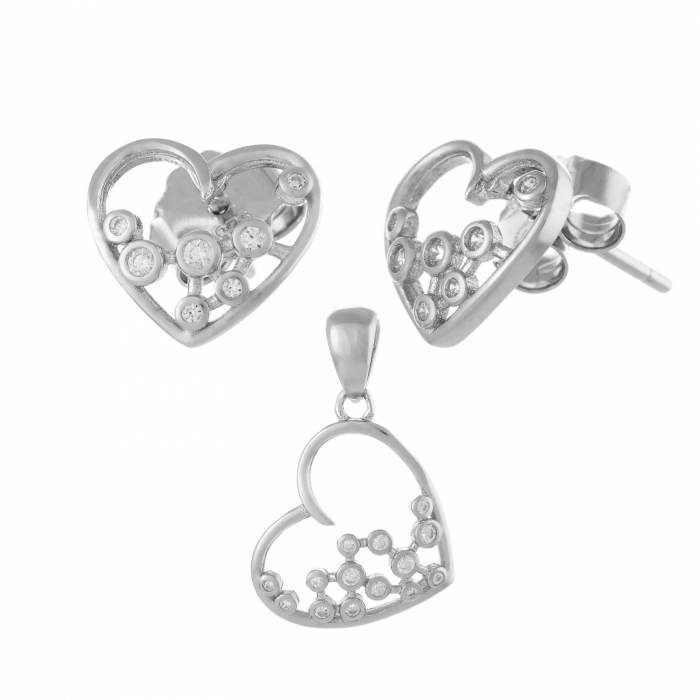 Set din argint 925 rodiat (cercei+pandantiv), Piatra: cubic zirconia, Culoare: transparenta, Sonis Silver [1]