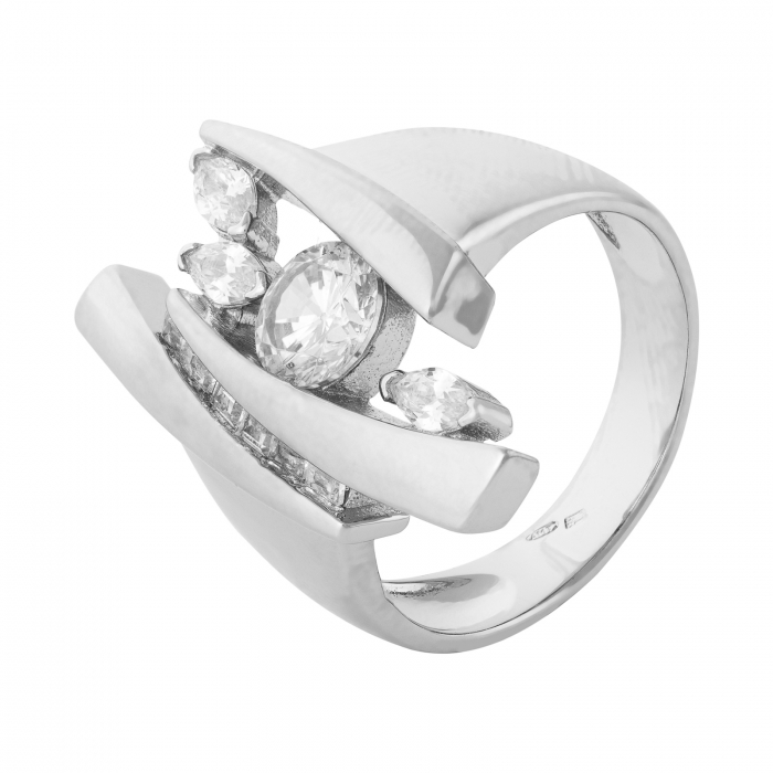 Inel din argint 925 rodiat,  Piatra: zirconia fatetata si cubic zirconia,  Culoare: transparenta, Sonis Silver [1]