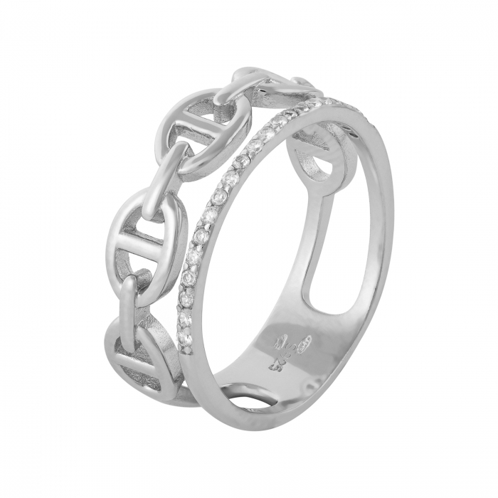 Inel din argint 925 rodiat, Piatra: cubic zirconia, Culoare: transparenta, Sonis Silver [1]