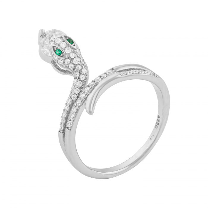 Inel din argint 925 rodiat , Piatra : zirconia fatetata si cubic zirconia , Culoare : transparent si verde, Sonis Silver [1]