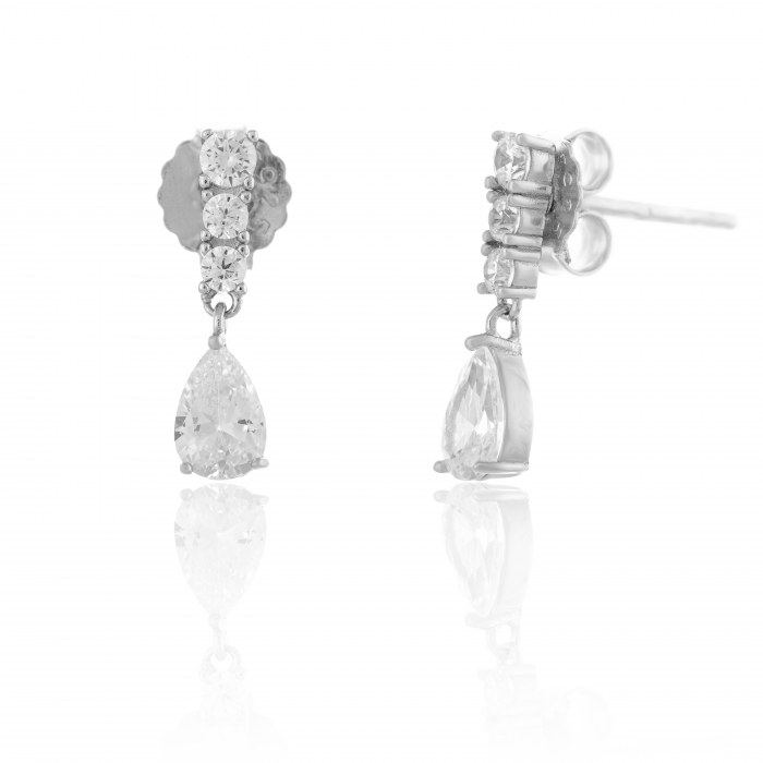 Cercei din argint 925 rodiat, Piatra: zirconia fatetata si cubic zirconia, Culoare: transparenta, Sonis Silver [1]