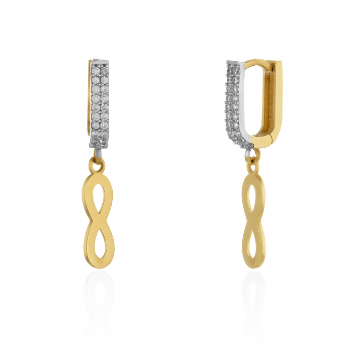 Cercei din aur 585/ 14 kt, Piatra: cubic zirconia, Culoare: transparenta [1]