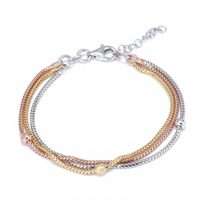 Bratara cu trei siruri din argint 925 ,placat cu aur de 14 kt, galben si rose, Sonis Silver [1]