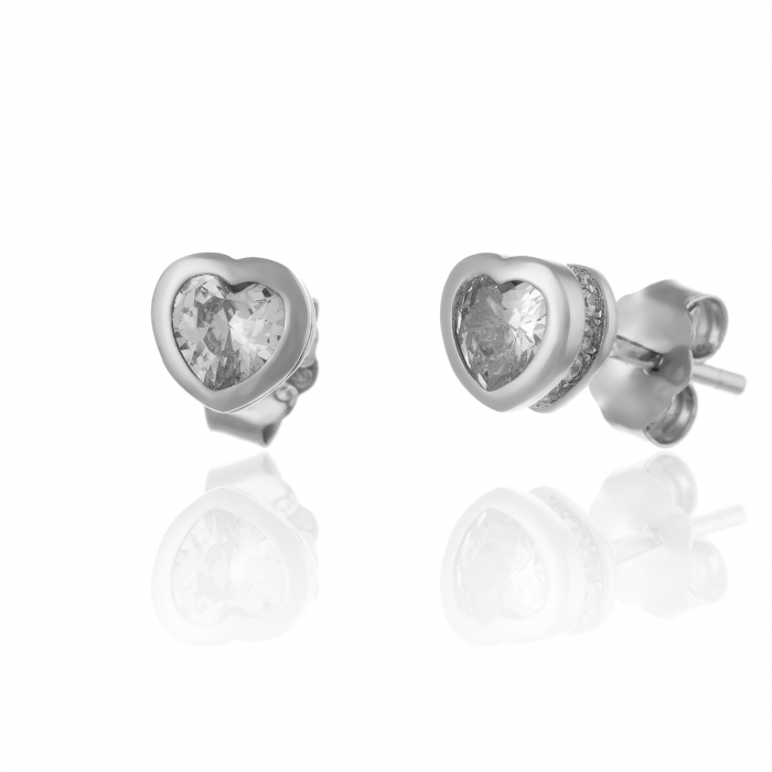 Cercei din argint 925 rodiat, Piatra: zirconia fatetata si cubic zirconia, Culoare: transparent, [1]