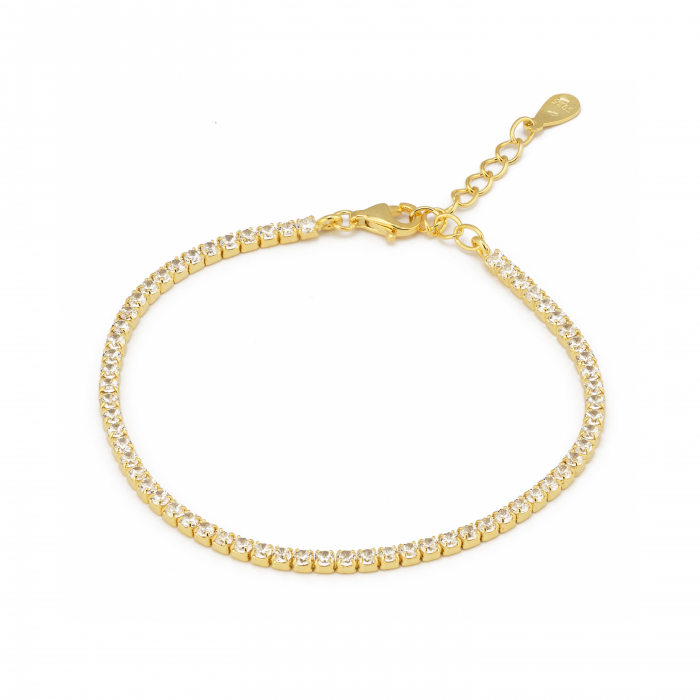 Bratara din argint 925 placat cu aur de 14 kt  , Piatra : zirconia fatetata , Culoare : transparenta , Sonis Silver [1]