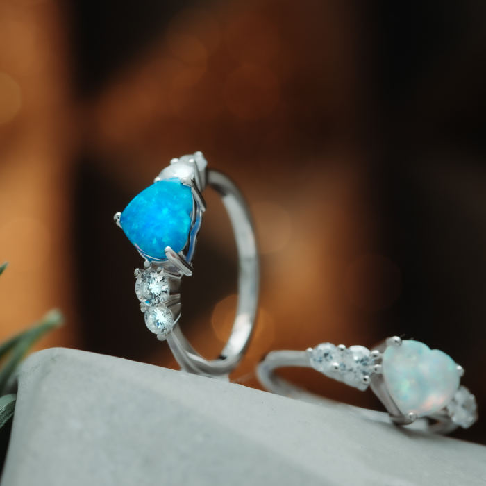 Inel din argint 925 rodiat, Piatra: opal si zirconia fatetata, Culoare: alb si transparent, Sonis Silver [2]
