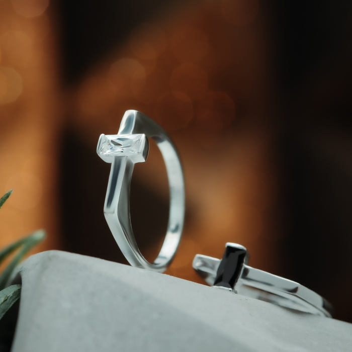 Inel din argint 925 rodiat, Piatra: zirconia fatetata ,  Culoare: negru, Sonis Silver [2]