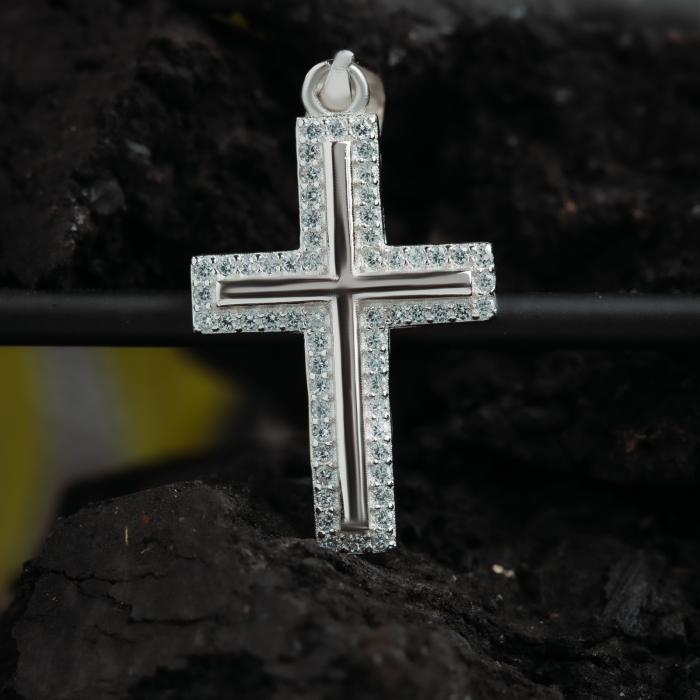 Pandantiv " tip cruce " din argint 925 rodiat , Piatra: cubic zirconia,  Culoare: transparenta, Sonis Silver [2]