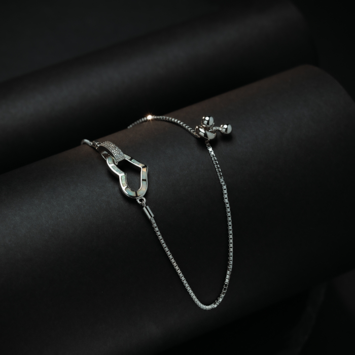 Bratara din argint 925, Piatra: opal de laborator si cubic zirconia, Culoare : alb si transparent ,Sonis Silver [2]