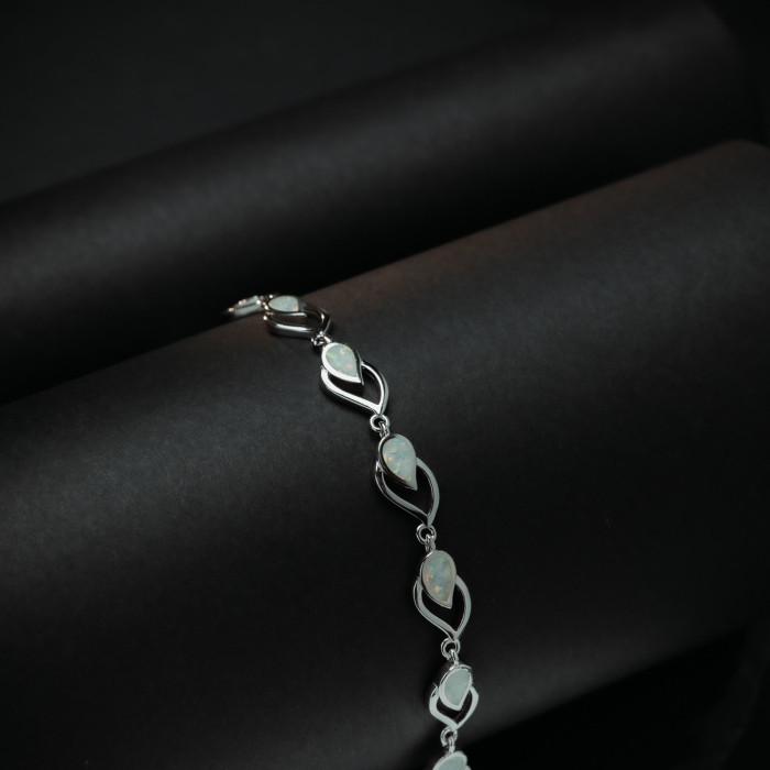 Bratara din argint 925 rodiat, Piatra: opal, Culoare: alb, Sonis Silver [2]