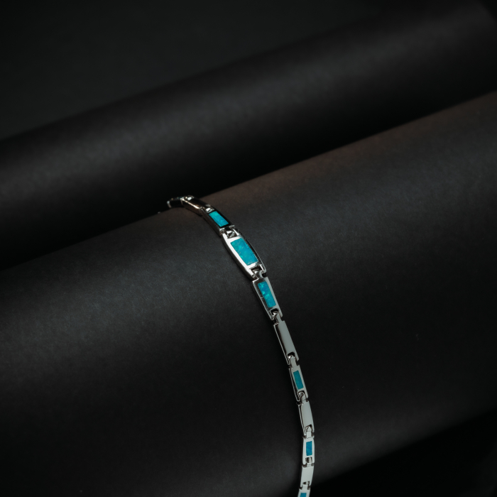 Bratara din argint 925, Piatra: opal de laborator , Culoare : albastru ,Sonis Silver [2]