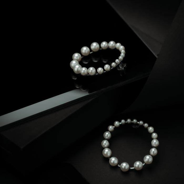 Cercei din argint 925placat cu rodiu negru, Piatra: perla de laborator, Culoare: alb, Sonis Silver [2]