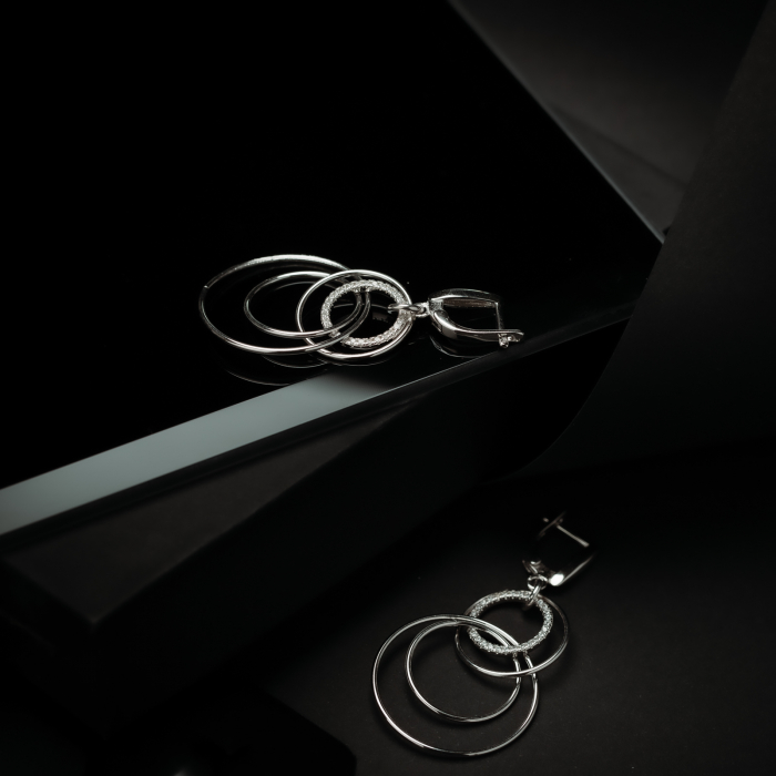 Cercei din argint 925 rodiat, Piatra: cubic zirconia, Culoare: transparenta, Sonis Silver [2]